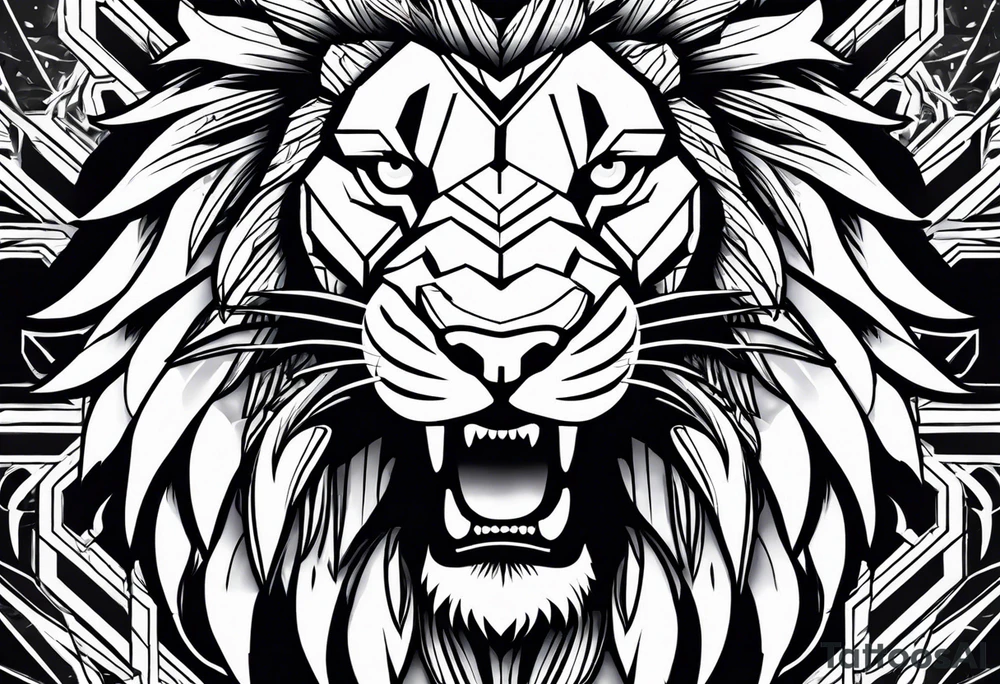 Lion head angry tattoo idea