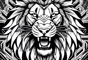 Lion head angry tattoo idea