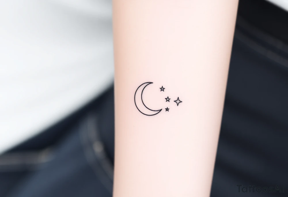 Moon and stars tattoo idea