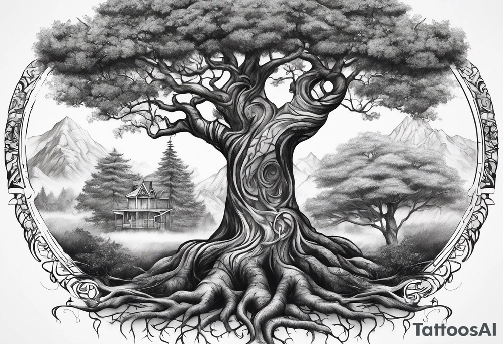 Family tree with mom side and dads side tattoo idea