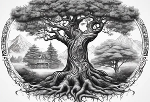 Family tree with mom side and dads side tattoo idea