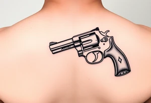 A revolver with a flat bottom but an inverted section after the trigger tattoo idea