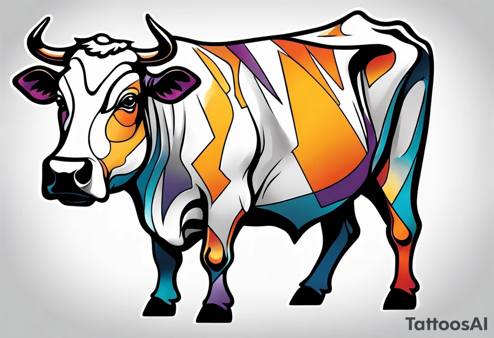 a humanoid cow dressed up like a ghost at halloween tattoo idea