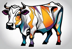 a humanoid cow dressed up like a ghost at halloween tattoo idea