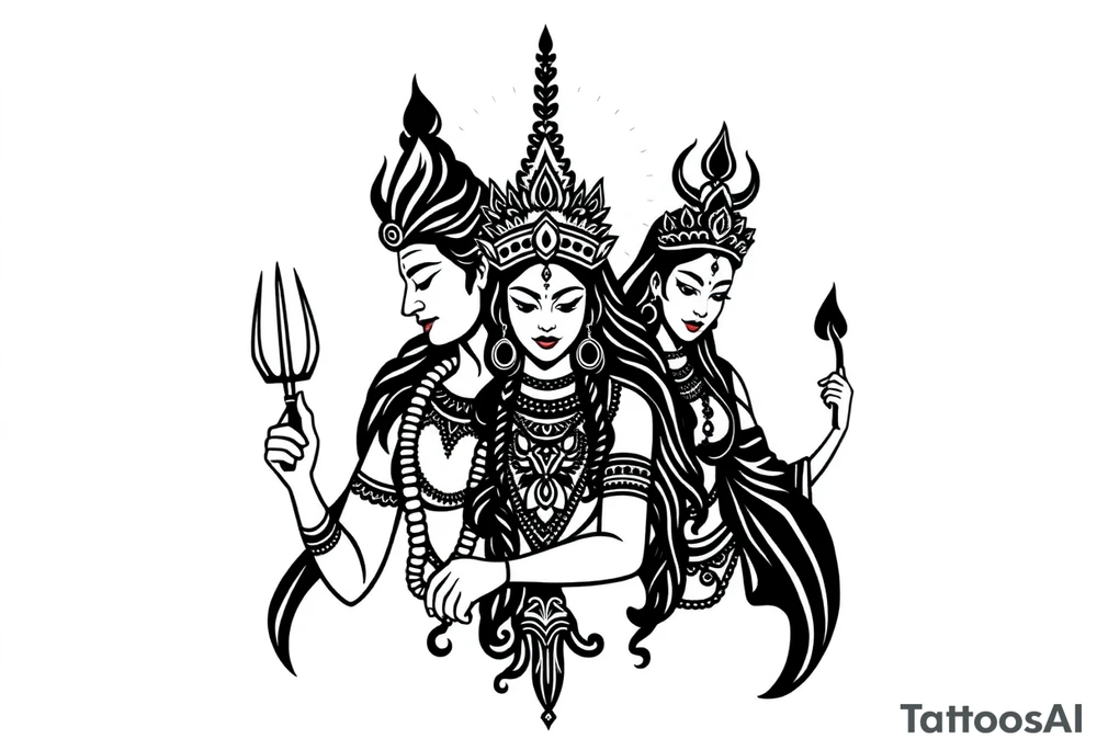 Lord Shiva, Godess Kali, Godess Lilith Together tattoo idea