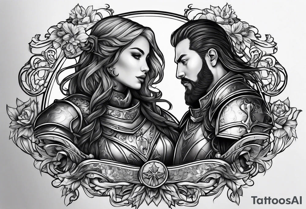 two knights in love tattoo idea