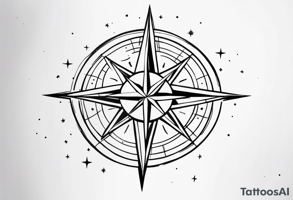 Compass rose with stars tattoo idea
