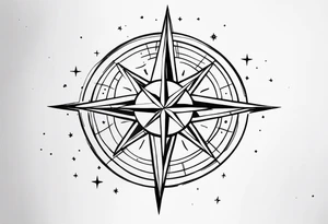 Compass rose with stars tattoo idea