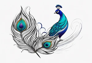 pen intertwined with peacock feather tattoo idea