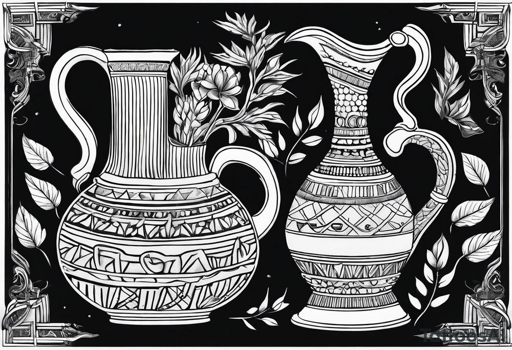 Egyptian pottery with leafy greens tattoo idea