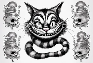 Cheshire Cat From Alice in wonderland with quote I’m not crazy my reality is just different than yours tattoo idea