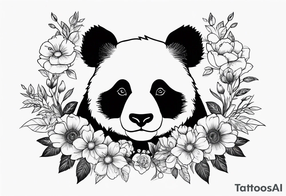 Punk Panda with flowers tattoo idea