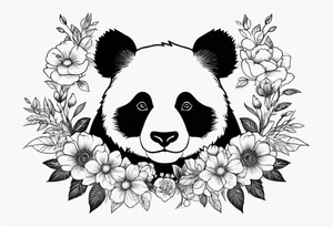 Punk Panda with flowers tattoo idea