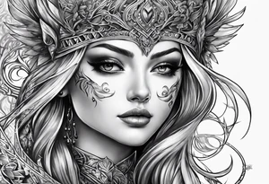 Elfe mit spitzen ohren nd geflochtenen zöpfen tattoo idea
