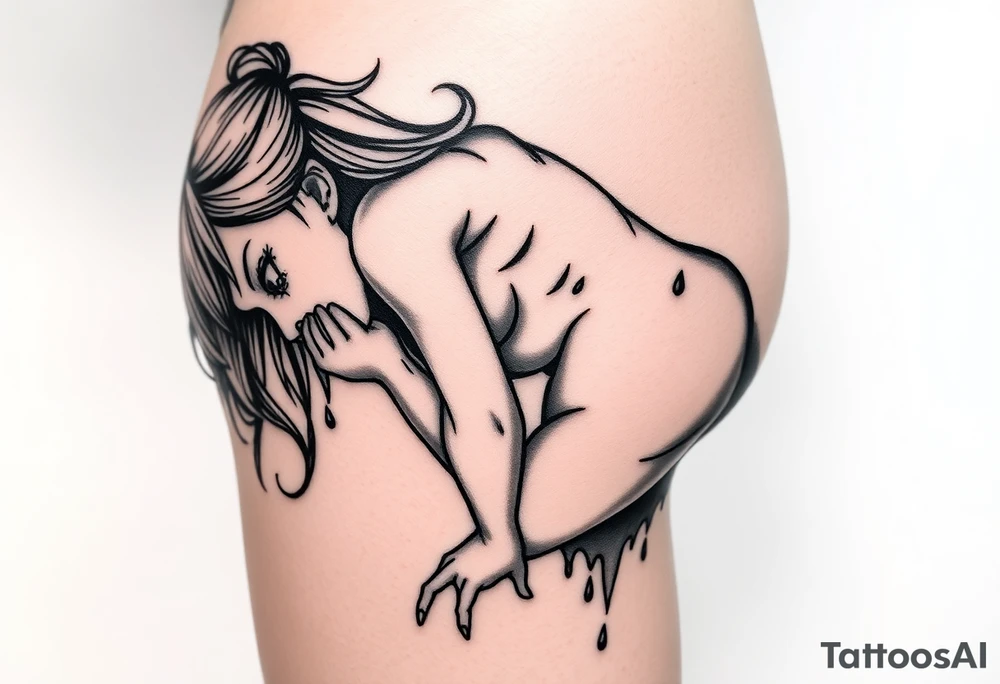 Ahego Anime Girl Full Nude bent over ass up wet and drooling tattoo idea