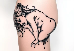 Ahego Anime Girl Full Nude bent over ass up wet and drooling tattoo idea