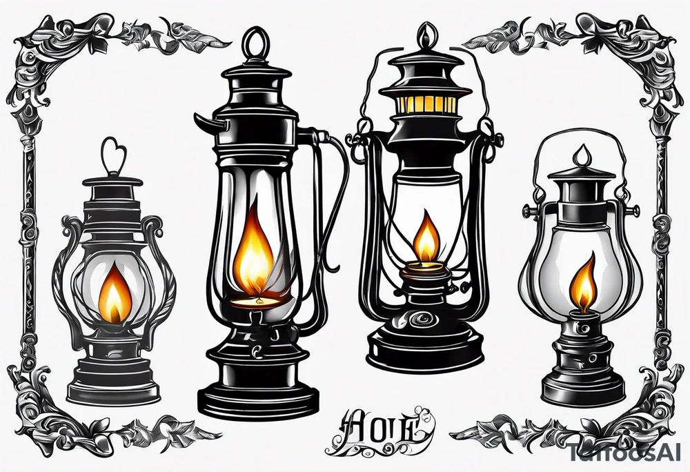Extinguished oil lamp with smoke tattoo idea