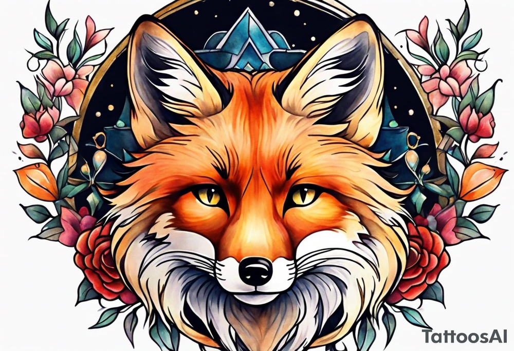 Watercolor fox tattoo idea