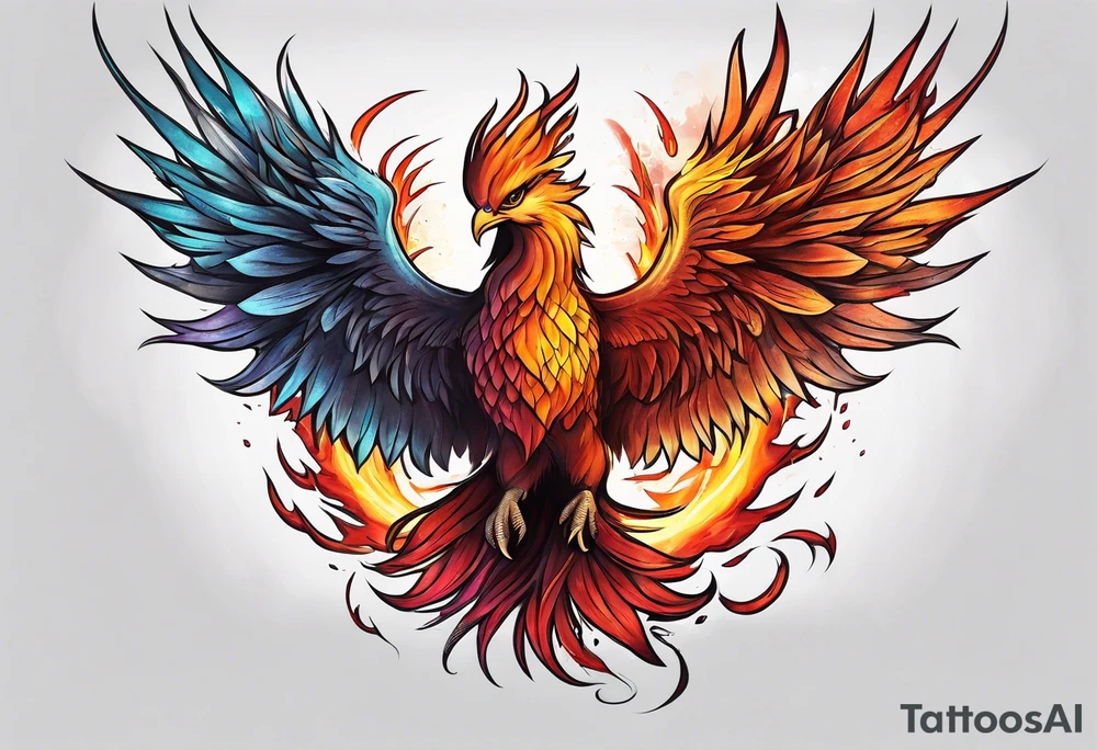 phoenix rising from the ashes tattoo idea
