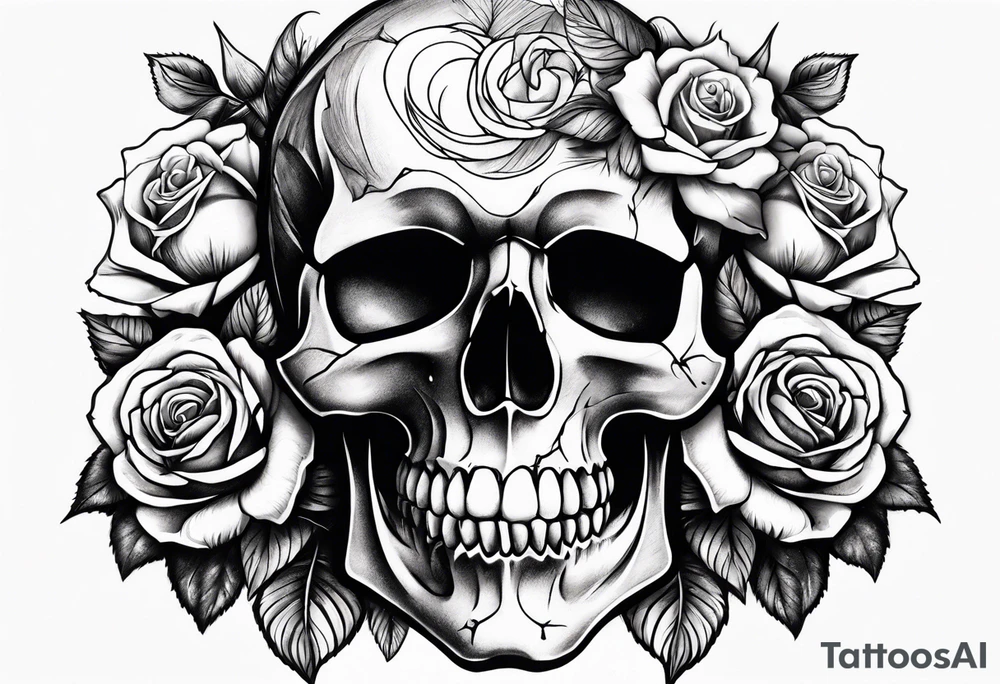 skull and roses tattoo idea