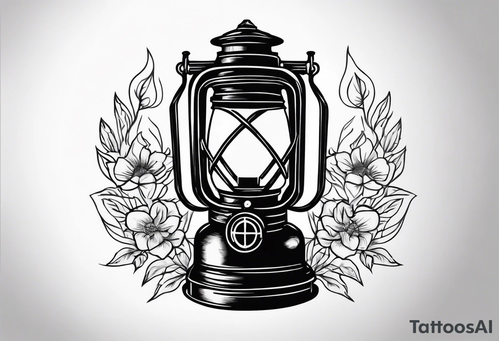 lantern vintage with gasmask tattoo idea