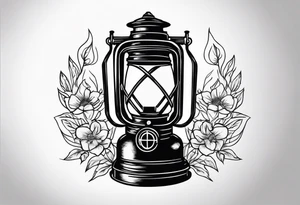 lantern vintage with gasmask tattoo idea