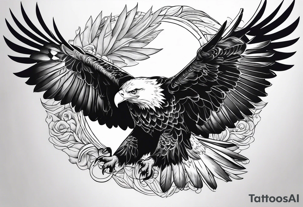 eagle in flight holding a faces tattoo idea