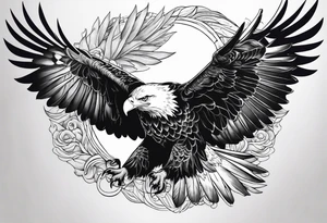 eagle in flight holding a faces tattoo idea
