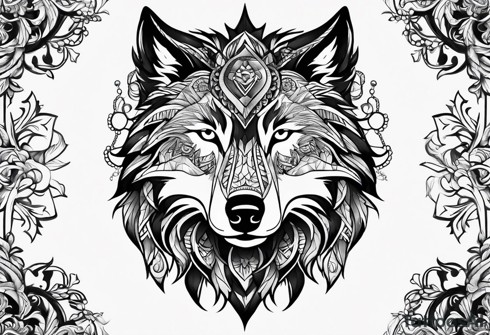Slavic wolf tattoo idea