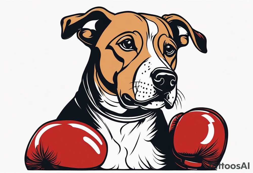 Dog wearing boxing gloves tattoo idea
