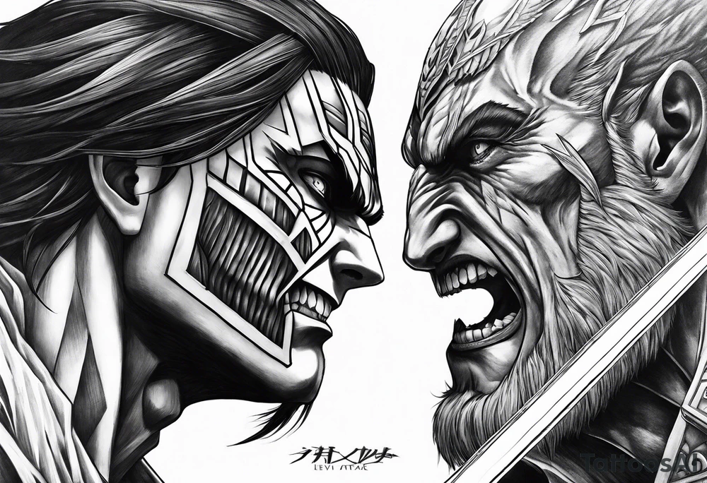 Levi attack on titan fight vs beast titan tattoo idea