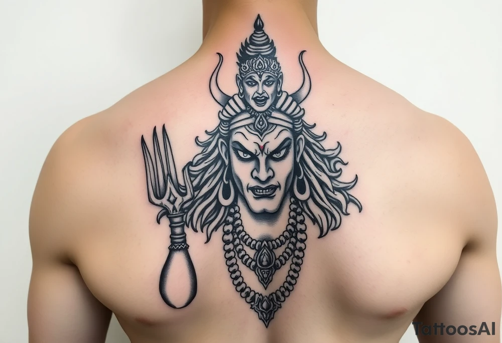 Angry Shiva Hindu god on chest tattoo idea