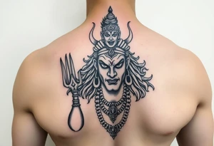 Angry Shiva Hindu god on chest tattoo idea