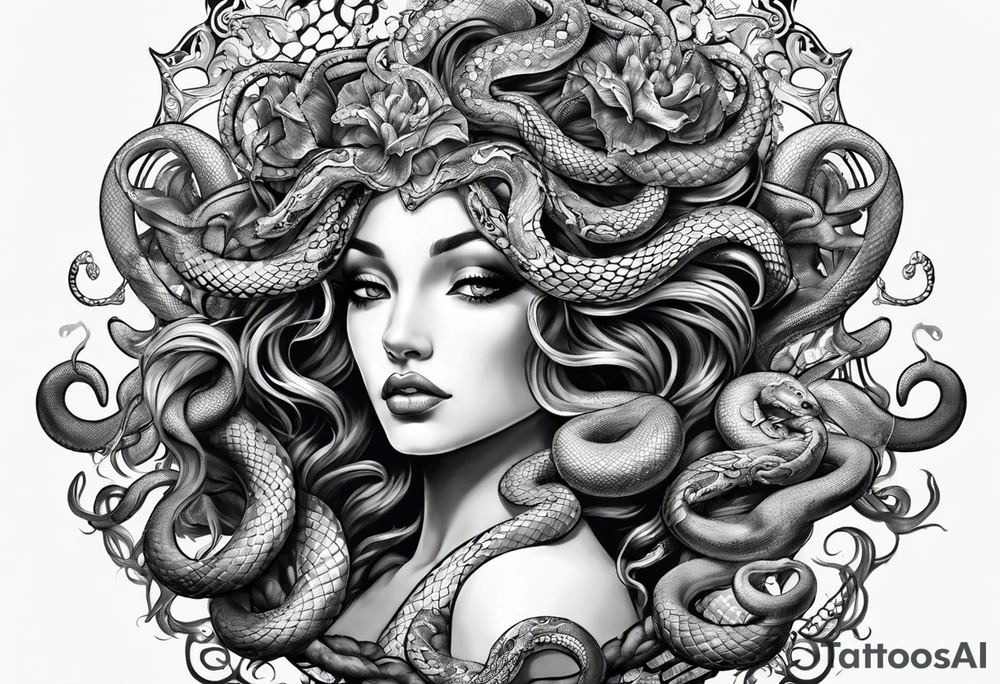 Medusa with snakes for hair tattoo idea