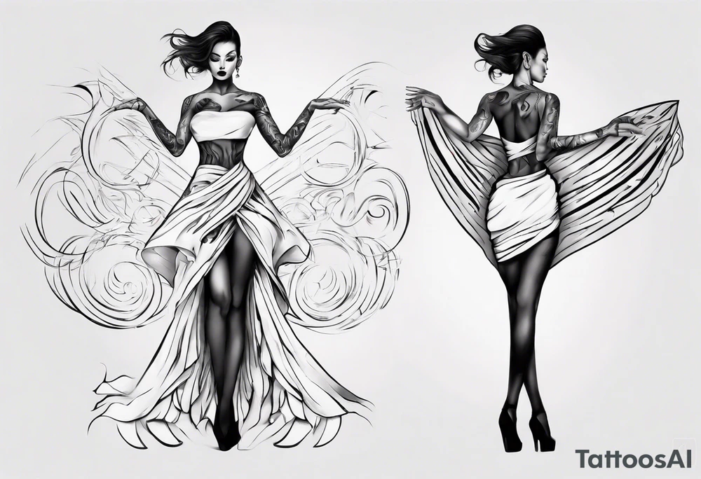 wind skirt on manequinn tattoo idea
