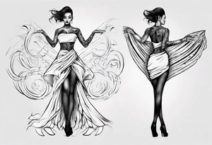 wind skirt on manequinn tattoo idea