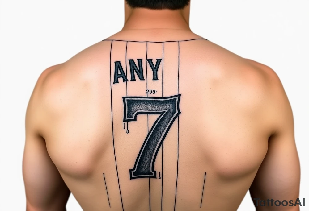 Yankee jersey with number 7 tattoo idea