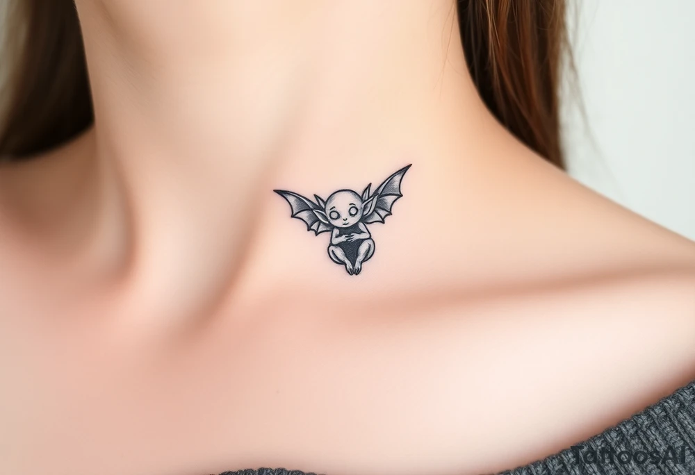 Tiny goblin with wings tattoo idea