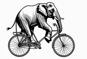 An elephant rides a bicycle tattoo idea