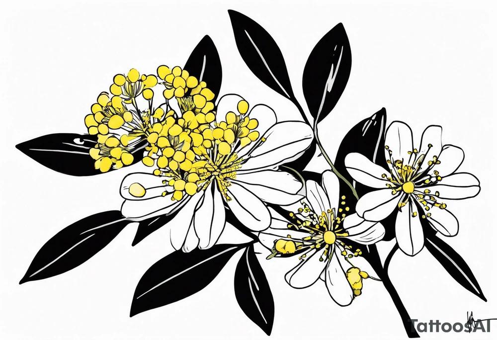 national Australian flower (waratha or the golden wattle), simple/not to detailed, placed to be able to extend a whole bouquet tattoo idea