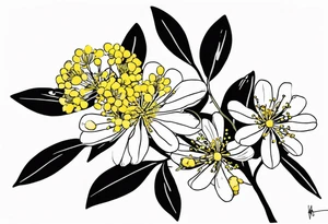 national Australian flower (waratha or the golden wattle), simple/not to detailed, placed to be able to extend a whole bouquet tattoo idea