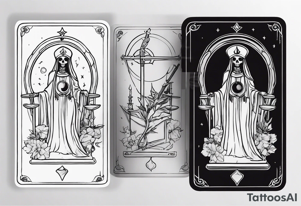 High priestess skeleton tarot card tattoo idea