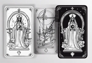 High priestess skeleton tarot card tattoo idea
