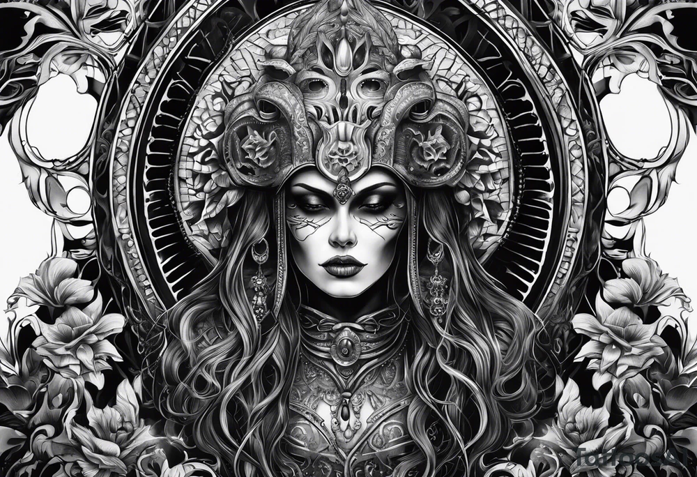 Mujer demonio calavera tattoo idea