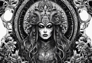 Mujer demonio calavera tattoo idea