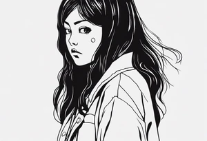 portrait of tomie standing up a character by the horror manga author junji ito full body standing menacingly. add more horror and gore elements tattoo idea