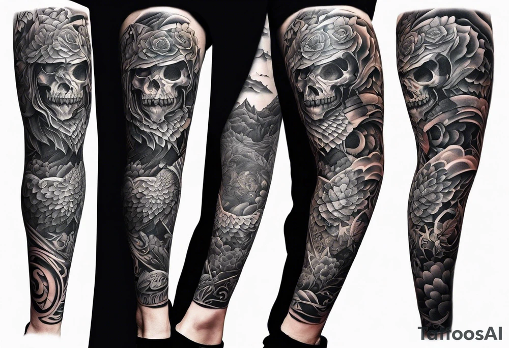 LEG sleeve complete tattoo idea