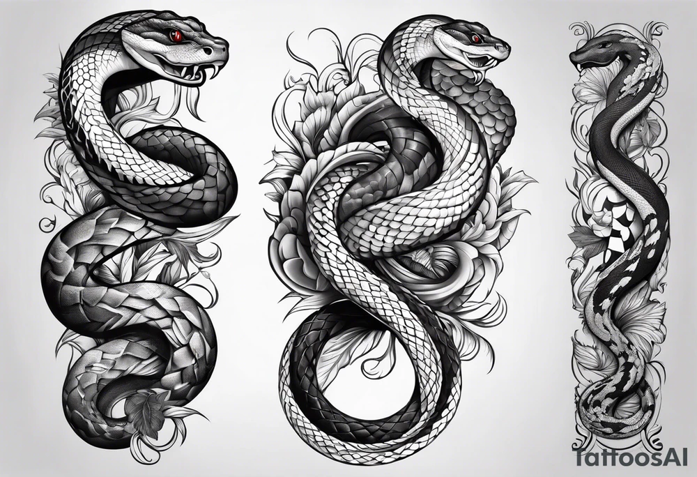 snake going around calf tattoo idea