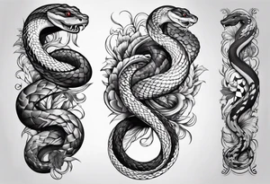 snake going around calf tattoo idea
