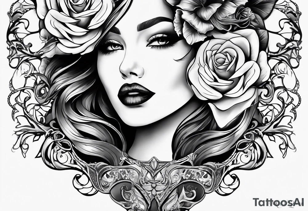 Lips with Lilith moon tattoo idea